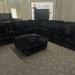 Large Deep And Comfy Black Modular Sectional 