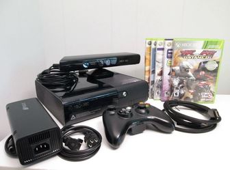 Xbox 360 E 250GB Console with Controller/Kinect/All cords/5 Games/Serviced/Nice!