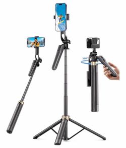72" Phone Tripod/Selfie Stick [NEW], Tripod for iPhone with Wireless Remote Control, Portable Selfie Stick for iPhone, Live Streaming, Video Recording