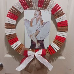 Marilyn Monroe Handmade, Hand Painted, Clothes Pin Wreath 