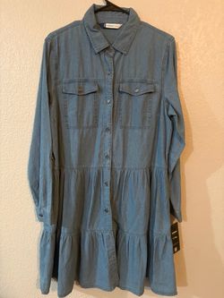 Andrea Jeans Denim Tiered Shirt Dress