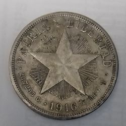 1 Peso 1916 Cuba Silver