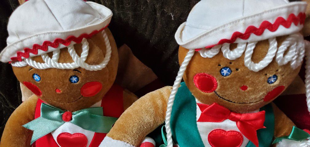 1990 Target Plush Holiday Gingerbread Boy & Girl