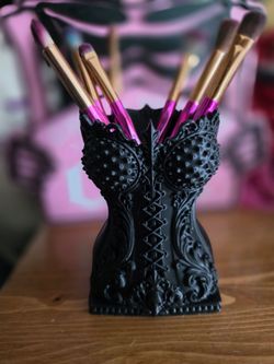 Gothic Corset Makeup Brush & Pen Holder