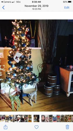 Christmas Tree with bags, ornaments, and decorations