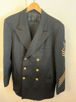 WWII US Navy ADJ Chief Dress Blues Uniform. Pants About 34/30 Jacket Size 40ish