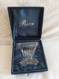 Vintage Ricci Lead Crystal Vase in Gift Box