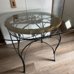 Metal Glass Table And Metal Stool Chairs