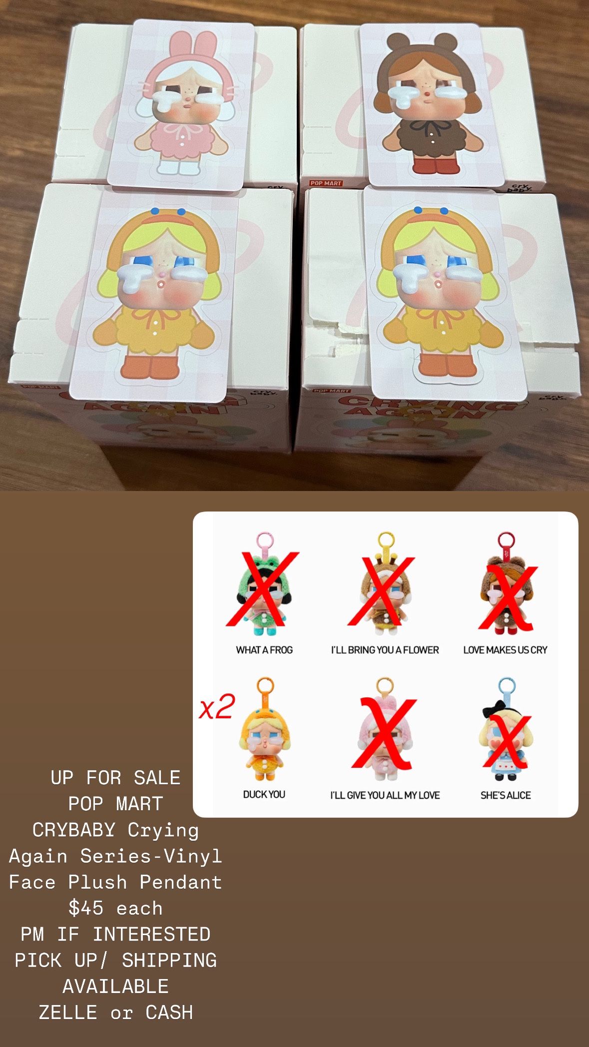 POP MART CRYBABY Crying Again Series-Vinyl Face Plush Pendant