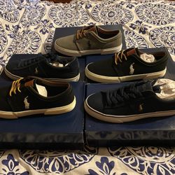 Ralph Lauren Polo shoes. 1 Gray. s 11. 2 Blk s 10.5. 2 Blue s 10