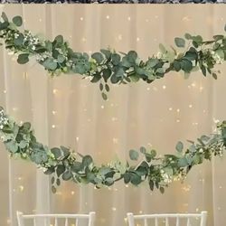 New 10 Pcs Of Artificial Eucalyptus Leaves Greenery Garland Fake Plant Spring Vines With Led for Wedding Room Party Decoration Accessories