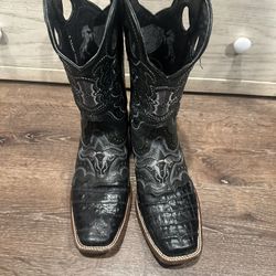 Black Wild West Crocodile X Cowhide Boots (PLEASE READ DESCRIPTION)