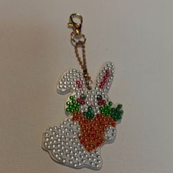 Blingy Bunny With Carrots Keychain