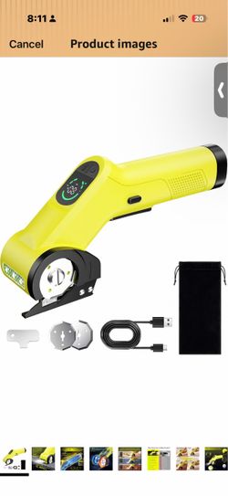 Electric Cardboard Cutter, 0.48" Max Cutting Thickness,7.4V Brushless Motor Cordless Rotary Box Cutter, 2-Speed 800/1200 RPM, 5200mAh Battery, LED Dis