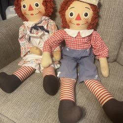 1970 Vintage 38” Raggedy Ann and Andy Knickerbocker Toy Co