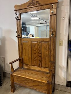 Wooden hall tree with storage