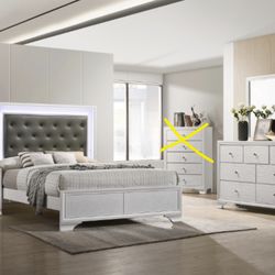Queen Bed Frame. Dresser. Mirror. One Night Stand 