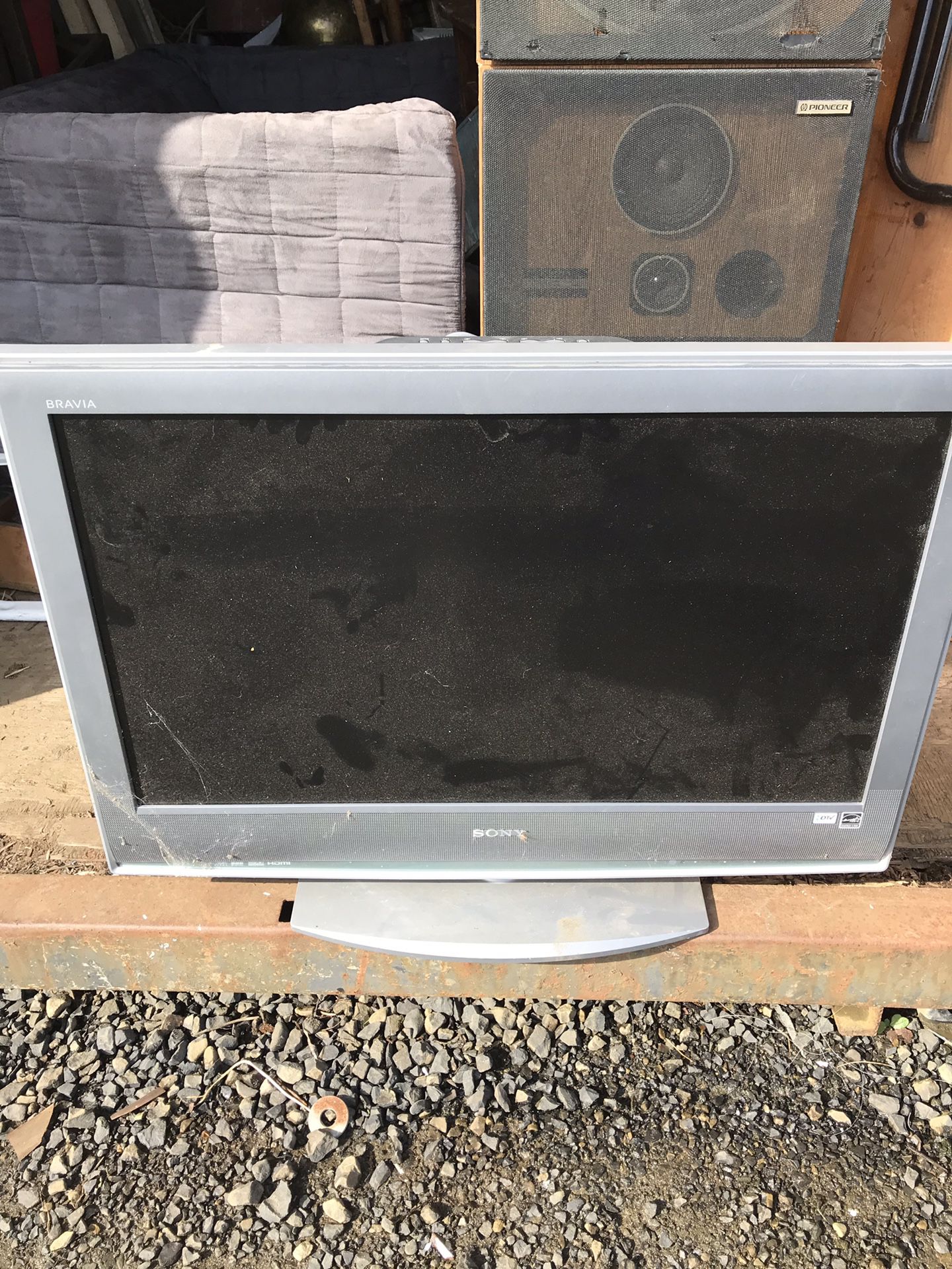 Tv with cord and remote