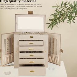 Huge Jewelry Box Organizer Functional Extra Large Leather Jewelry Storage Case for Women Girls Ring Necklace Earring Bracelet Holder Organizer with Mi