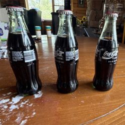 Coca-Cola Classic Glass Bottles Set of 3 8 oz Original 1986 Collectible Soda