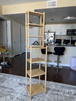 Tall Bamboo Geometric Bookshelf / Display Shelf – 8 Tier