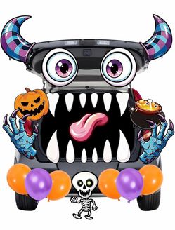 Trunk or Treat Car Decorations Kit, Monster Halloween Party Set for SUV Halloween Decorations for Car SUV Garage Entryway Archway Outdoor & Indoor, Wa