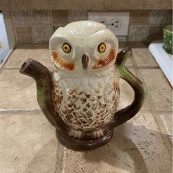 Vintage Tony Wood Studio Owl Teapot  7” 