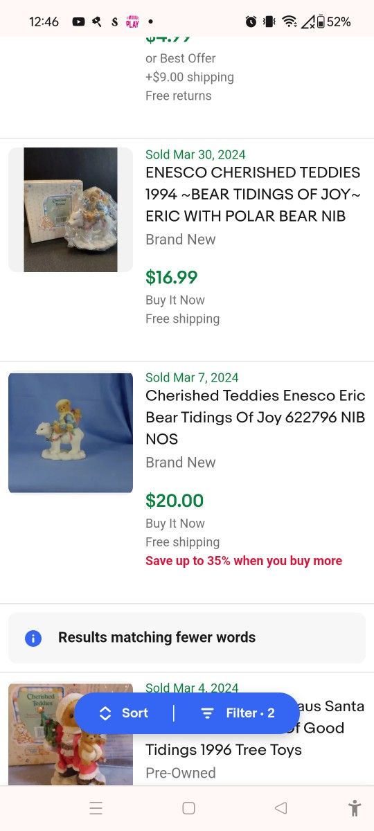 Cherished Teddy's Eric Bear Tidings Of Joy