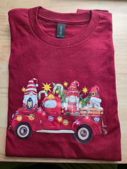 Gildan Small Christmas Gnome Red Truck Graphic T-Shirt – Burgundy