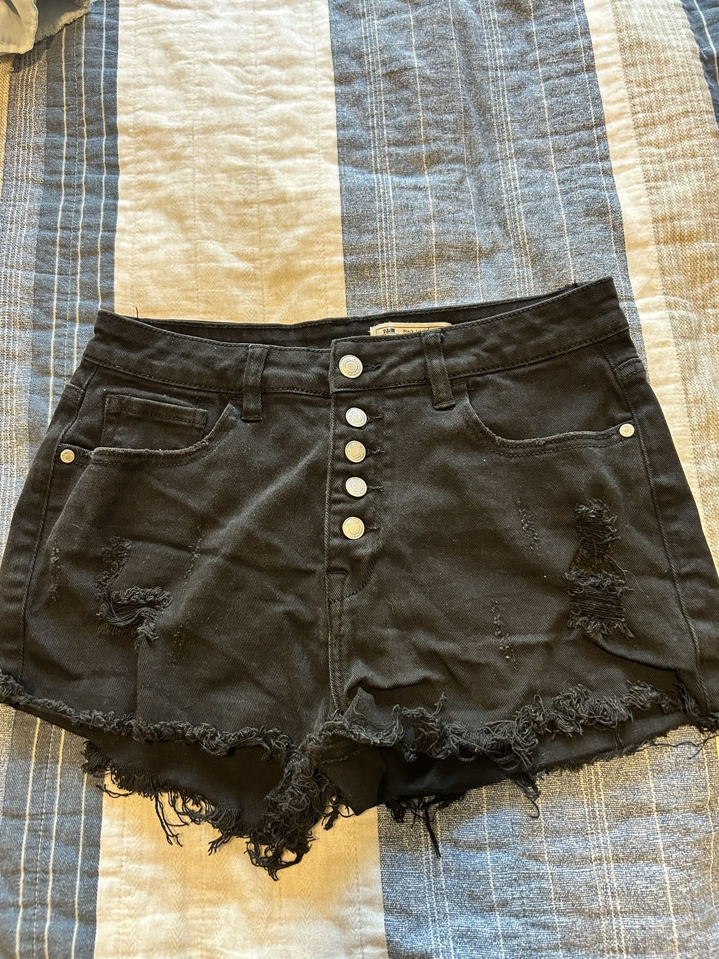 Black Ripped Jean Shorts