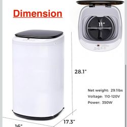 🥨1.07 Cu.ft Portable Washing Machine, 7.7lbs Compact Automatic Washer and Spin Dryer with Drain Pump, 8 Programs, LED Display for Apartment, RV, Dorm