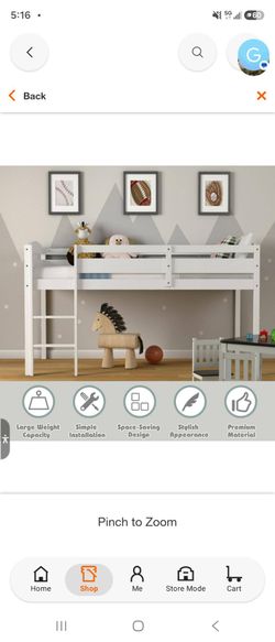 Wooden Twin Low Loft Bunk Bed fream  .. new