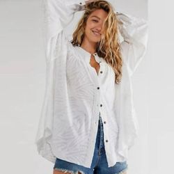 Free People white Can't Stop Dreaming long sleeve Tunic Top shirt
