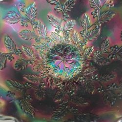 Fenton Bowl, Carnival Glass, Holly And Berries 