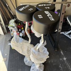 Fixed commercial urethane curl bars 85,75,70 weights 290lbs total