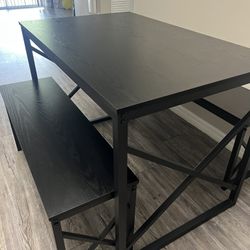 Black Bench-Style Dining Table