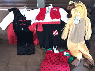 18m Toddler's Vampire, Pirate, Lion and Strawberry Halloween Costumes. Brand New