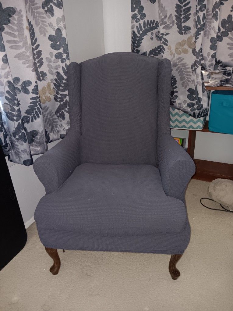 2x Wingback Chairs With Slip Covers