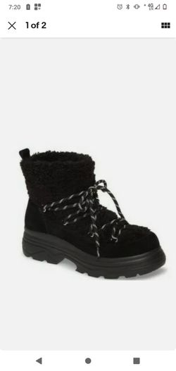 Bp Black Suede Summit Faux Fur Chunky Boots 8M
