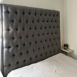 Grey Queen Bed frame & Box Spring 