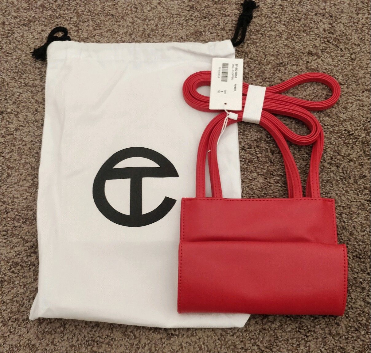 Small red telfar bag sale