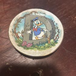 VINTAGE DONALD DUCK DISNEY'S ALPHABET PORCELAIN PLATE LETTER D JAPAN Vintage