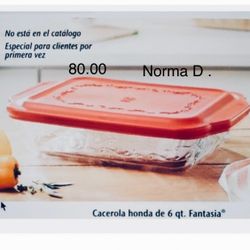 Refractario De 6 Qts Con Tapa Roja Nueva En Su Caja 🌺 Princess House 🌺