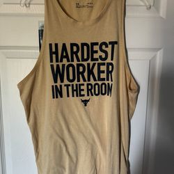 Under Armour Project Rock Hardest Worker In The Room Sleeveless Tank Top Size L
