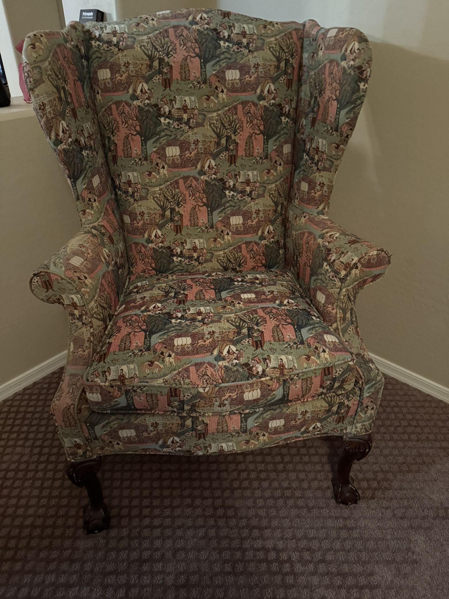 Custom Needle Point Wingback Chair