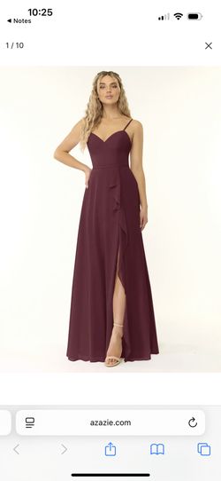 Azazie Naeem bridesmaid Dress Color: Cabernet       Size A0  only worn once!!  Cabernet A-Line V-Neck Ruffle Chiffon Dress