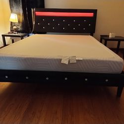 LED Queen size Bed Frame With Mattress