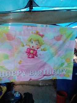 Peaches happy birthday banner