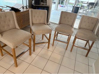 Set of 4 Upholstered Counter Height Island Chairs/Stools