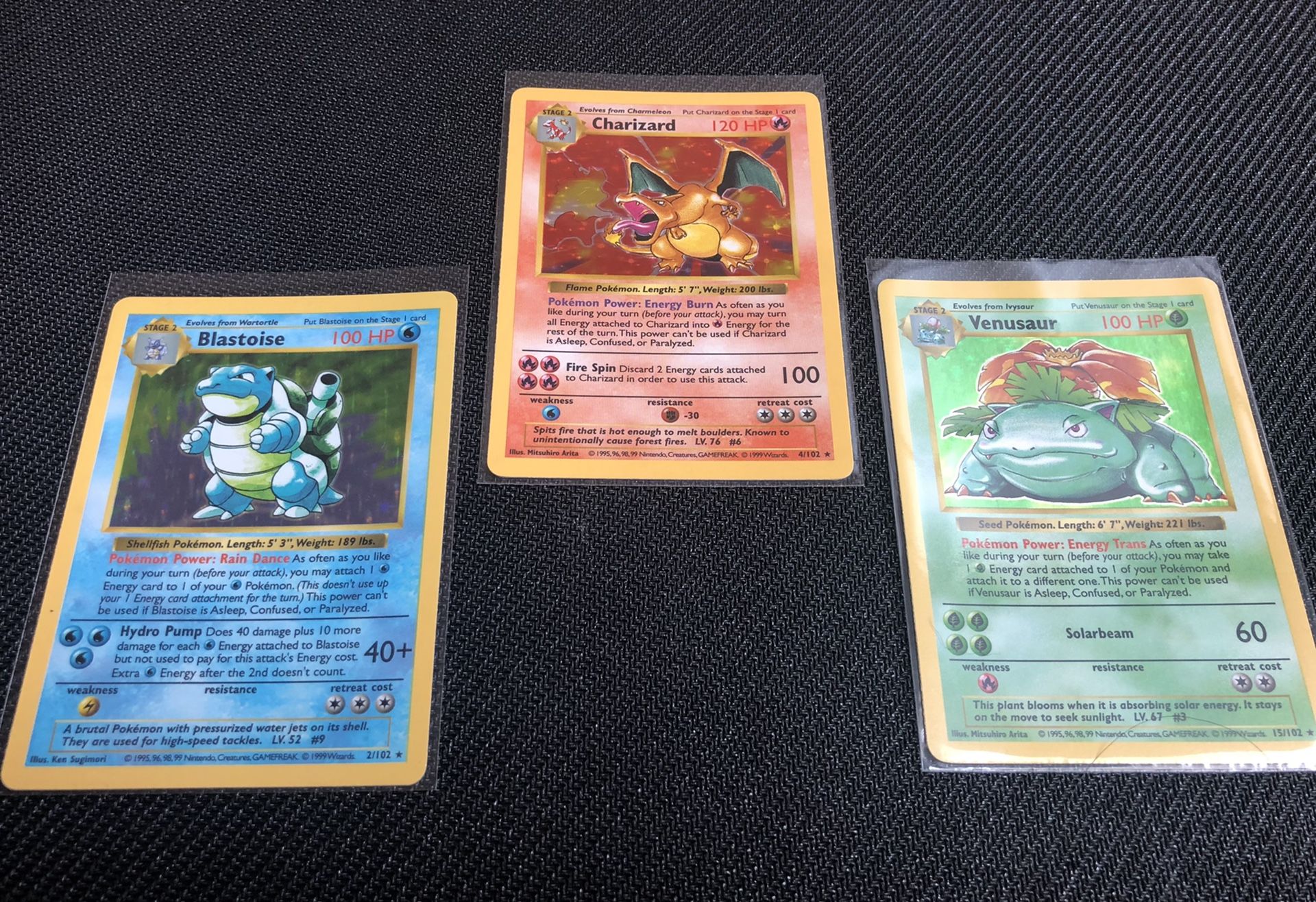 Pokemon Cards - Base Set Shadowless - Charizard / Blastoise / Venusaur